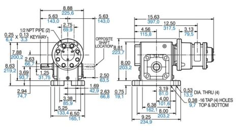 Product Dimensions B (inches, mm)