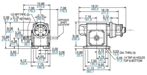 Product Dimensions B (inches, mm)